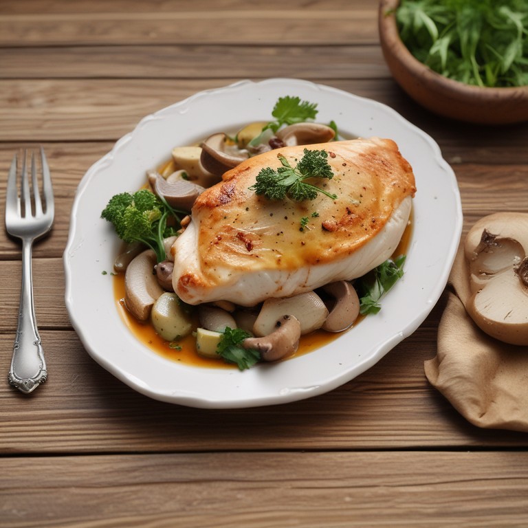 Poitrine de Poulet à la Crème Végétale et Champignons