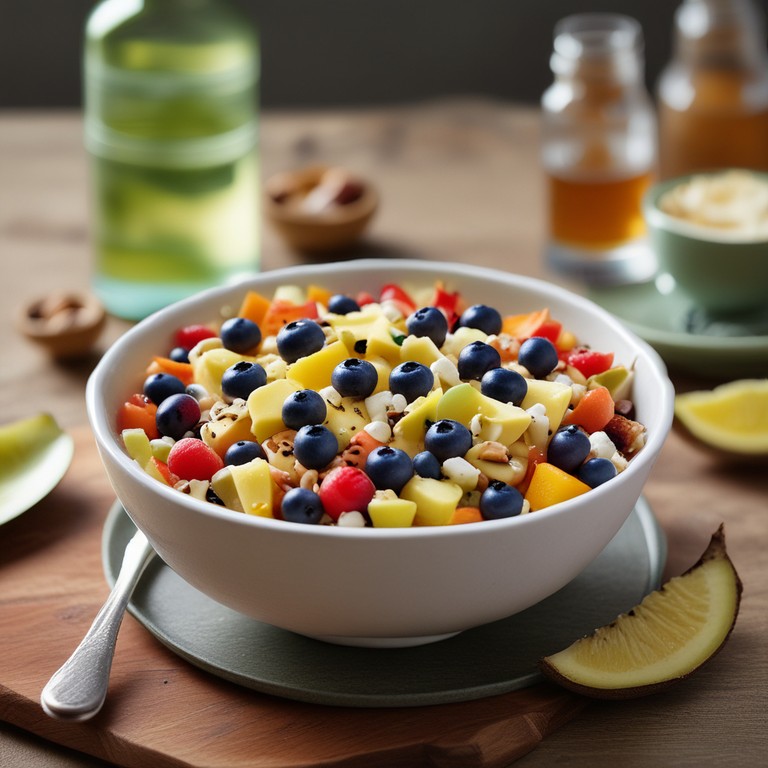 Ensalada Tropical de Frutos Secos con Vino Dulce