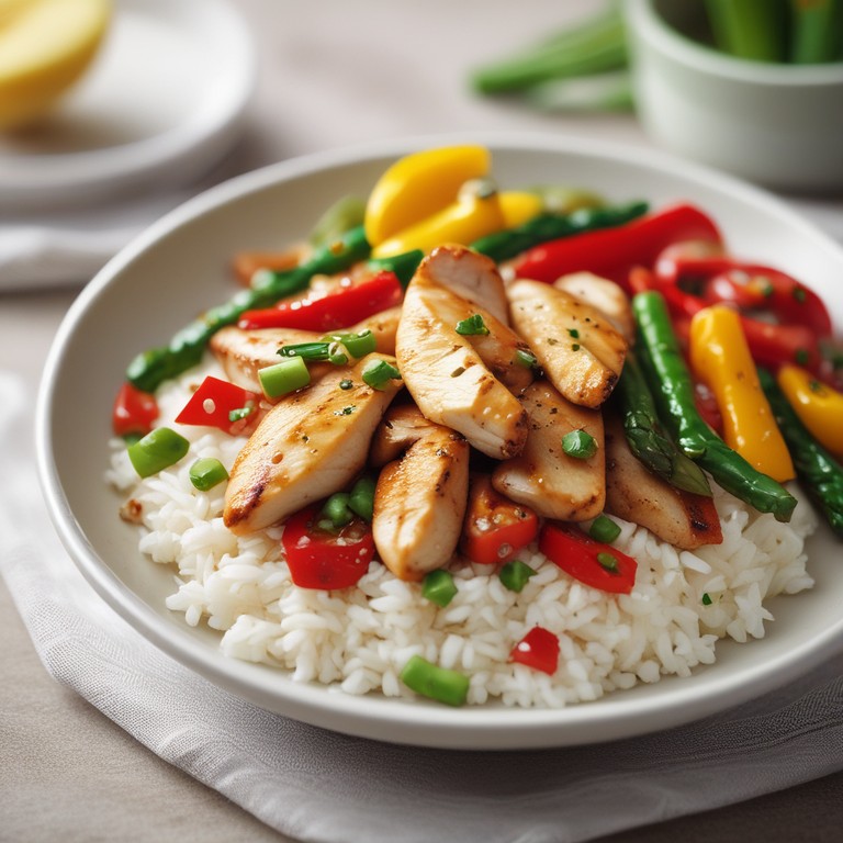 Sizzling Chicken and Veggie Stir-Fry with Rice
