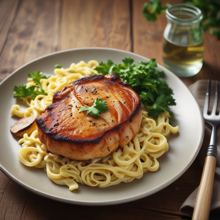 Savory Boneless Pork Chops with Creamy Noodles