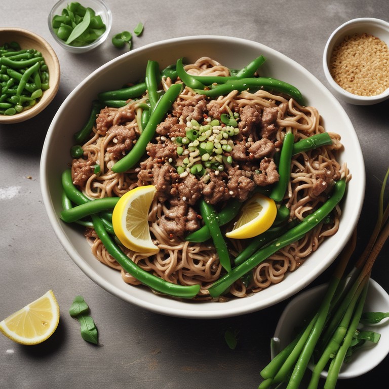 Savory Soba Noodles with Pork and Crunchy Vegetables