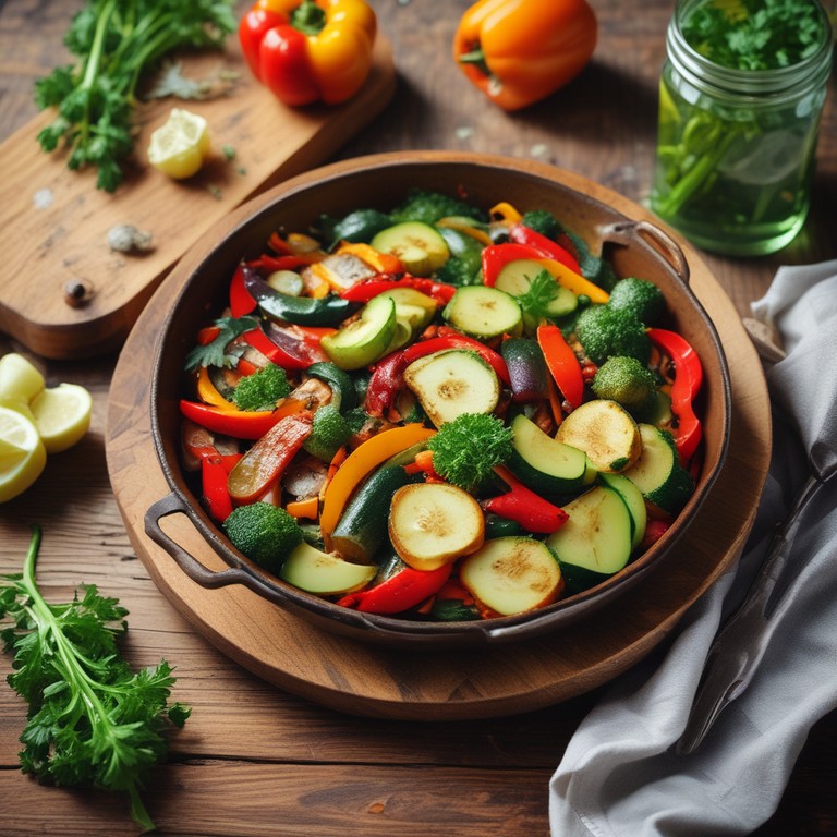 Paprika-Zucchini-Pfanne mit Kräutern