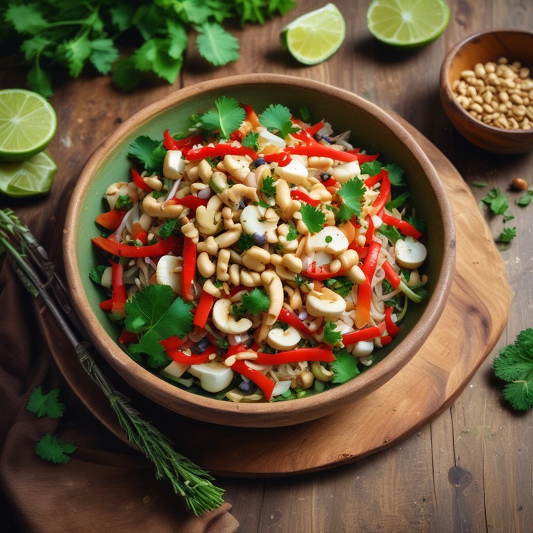 Thailändischer Kohlrabisalat mit Erdnüssen und Paprika