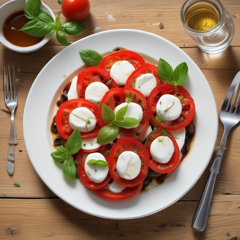 Caprese-Salat mit frischem Basilikum und Mozzarella
