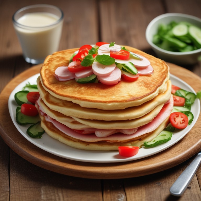 Блины с крабовыми палочками и овощами