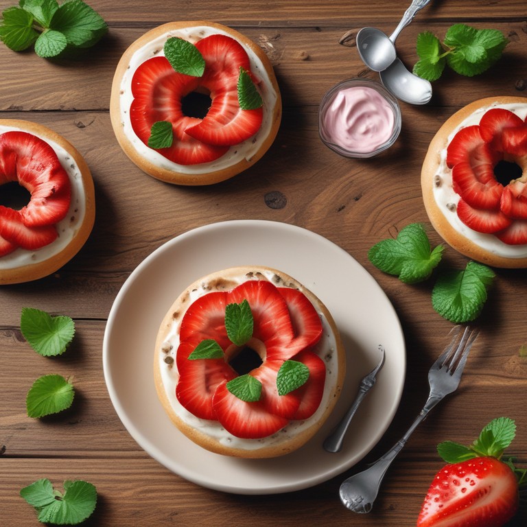 Bagel de Fresas con Crema Deliciosa
