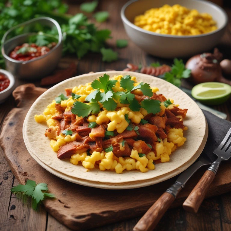 Tortilla de Huevos con Carne al Pastor y Queso