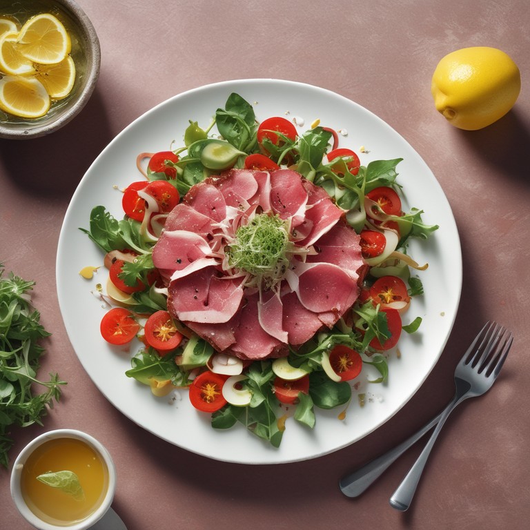 Carpaccio de Boeuf avec Accompagnement de Légumes Croquants