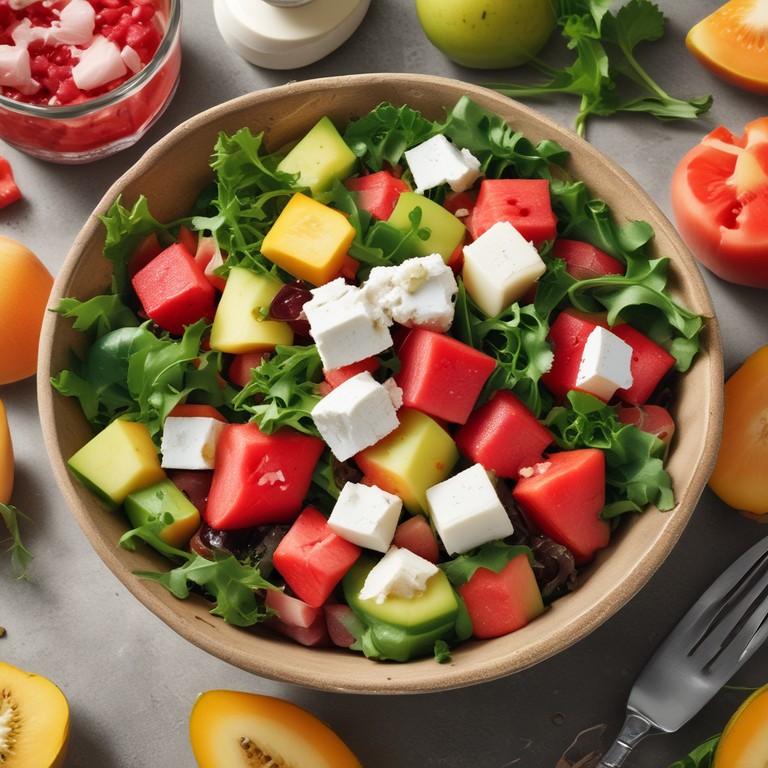 Salade de Melon, Pastèque, Feta et Coppa