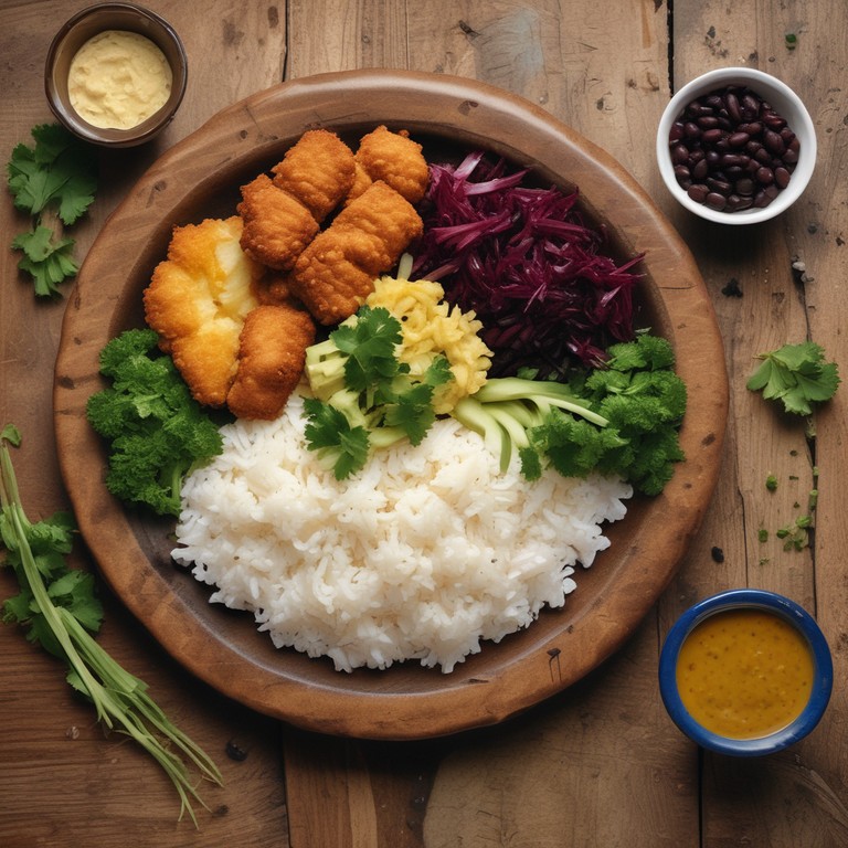 Prato Completo Brasileiro: Arroz, Feijão, Frango Frito e Acompanhamentos