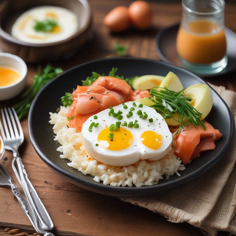 Oeufs au Riz et Saumon Fumé