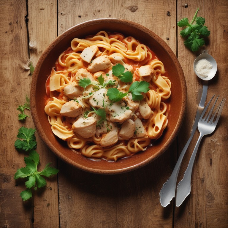 Macarrão com Frango ao Molho de Tomate Cremoso