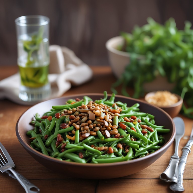 Salade de Haricots Verts et Lentilles Vertes avec Oignons Caramélisés