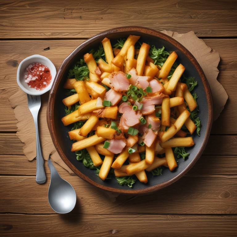 Papas Fritas con Jamón y Cebolleta