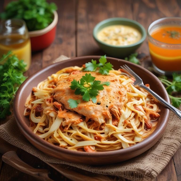 Panqueca Recheada com Frango e Molho de Tomate