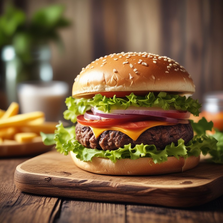 Hamburguesas Jugosas con Queso y Verduras Frescas