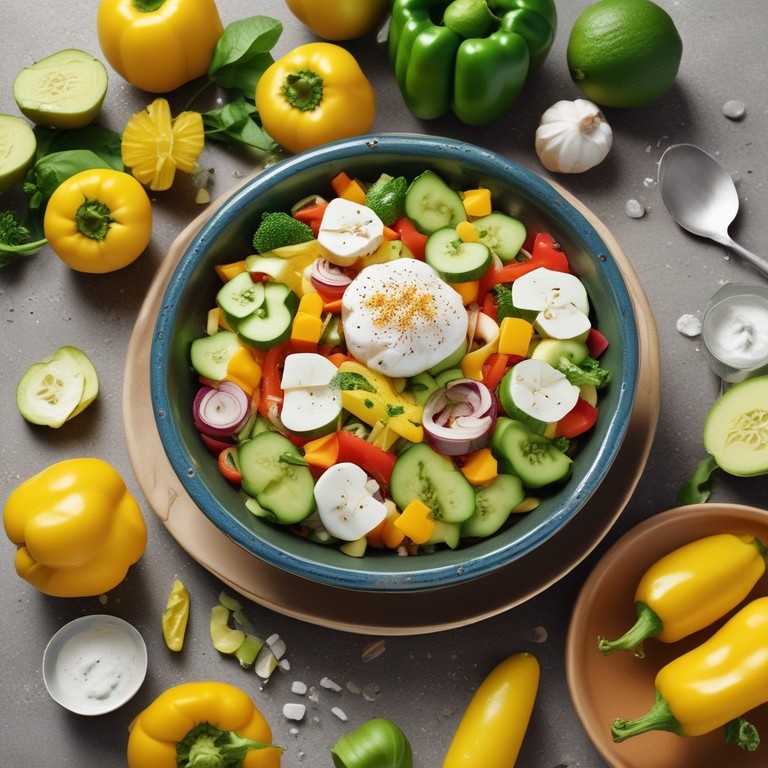 Salada Refrescante de Pimentões e Abacate com Cream Cheese