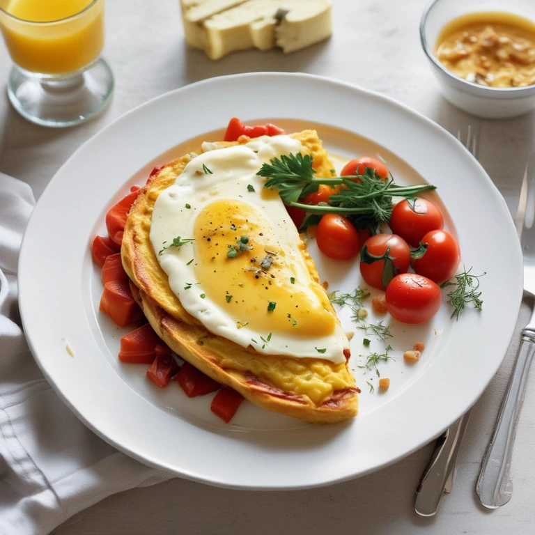 Lauch-Paprika-Omelett mit Crème fraîche