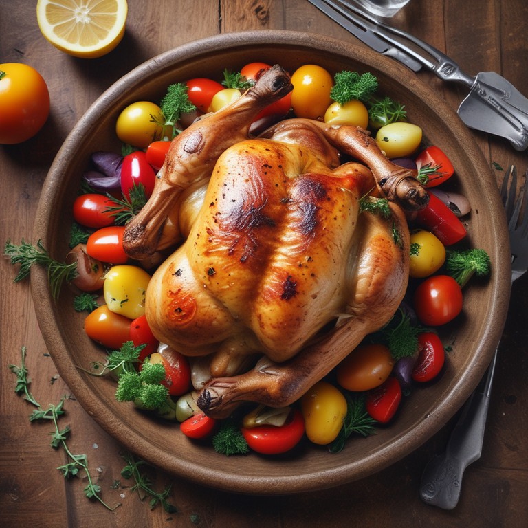 Poulet Rôti aux Pommes de Terre et Poivrons