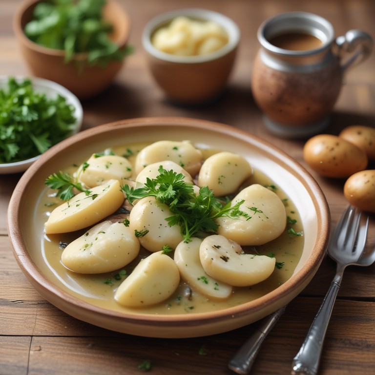 Frische Knödel mit saftigem Fleisch und Kräutern