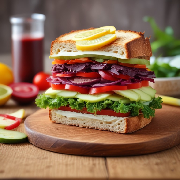 Colorful Veggie Sandwich with Creamy Dressing