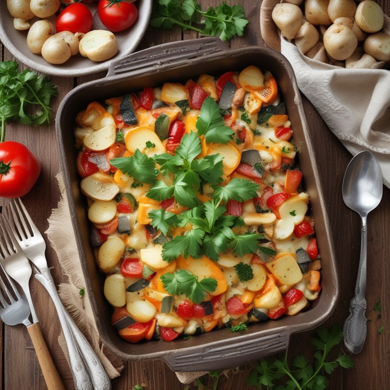 Cheesy Thai Basil Vegetable Bake