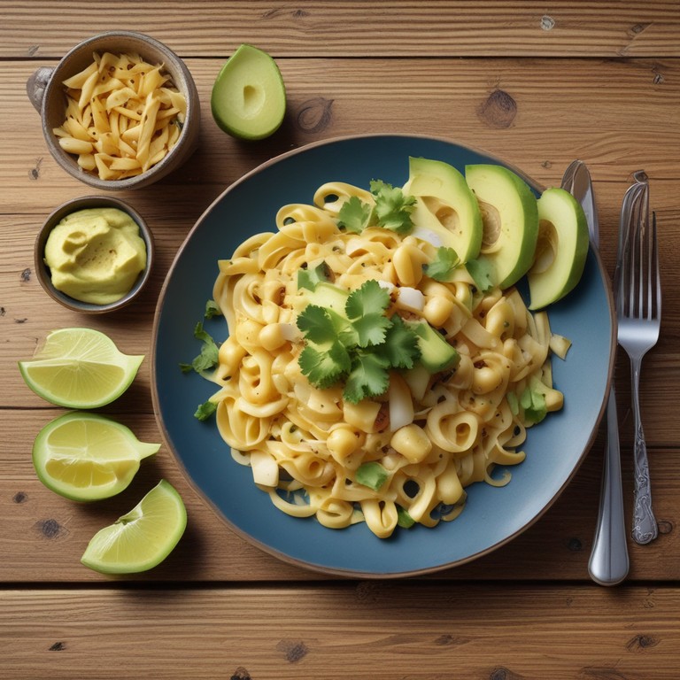 Pasta con Papas y Aguacate en Tortilla