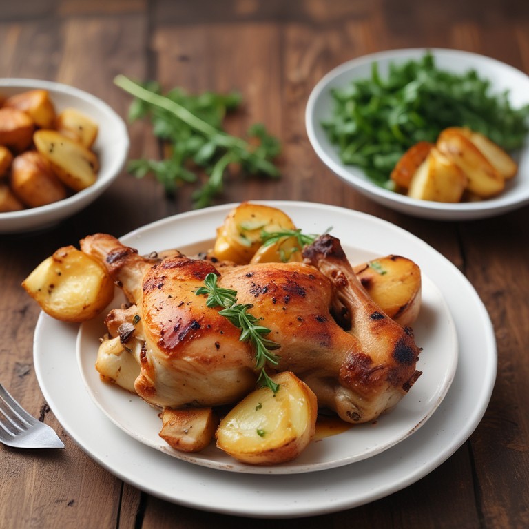 Sobrecoxa de Frango Assada com Batatas Temperadas