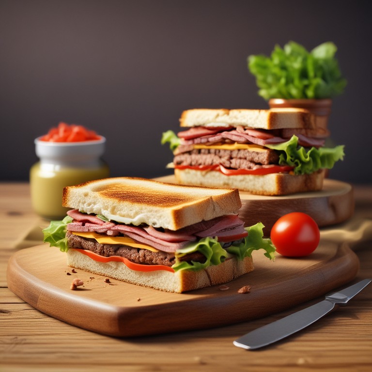 Sándwich de Carne con Frijoles, Tomate y Lechuga