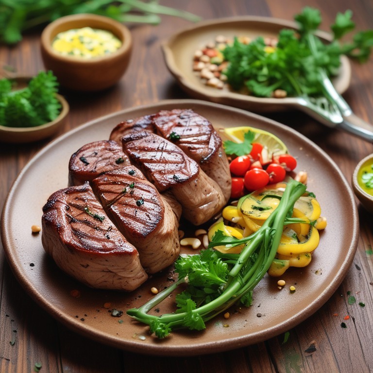 Grilled Cow Tender, Grilled rabbit with Malkrykush Bean Medley