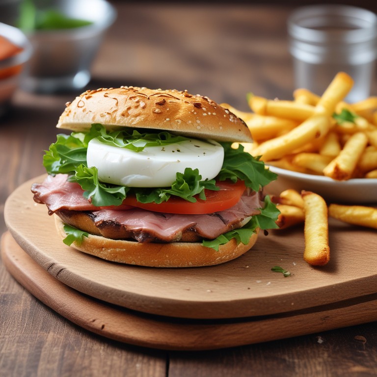 Sanduíche Gourmet de Burrata com Presunto de Parma, Rúcula e Filé