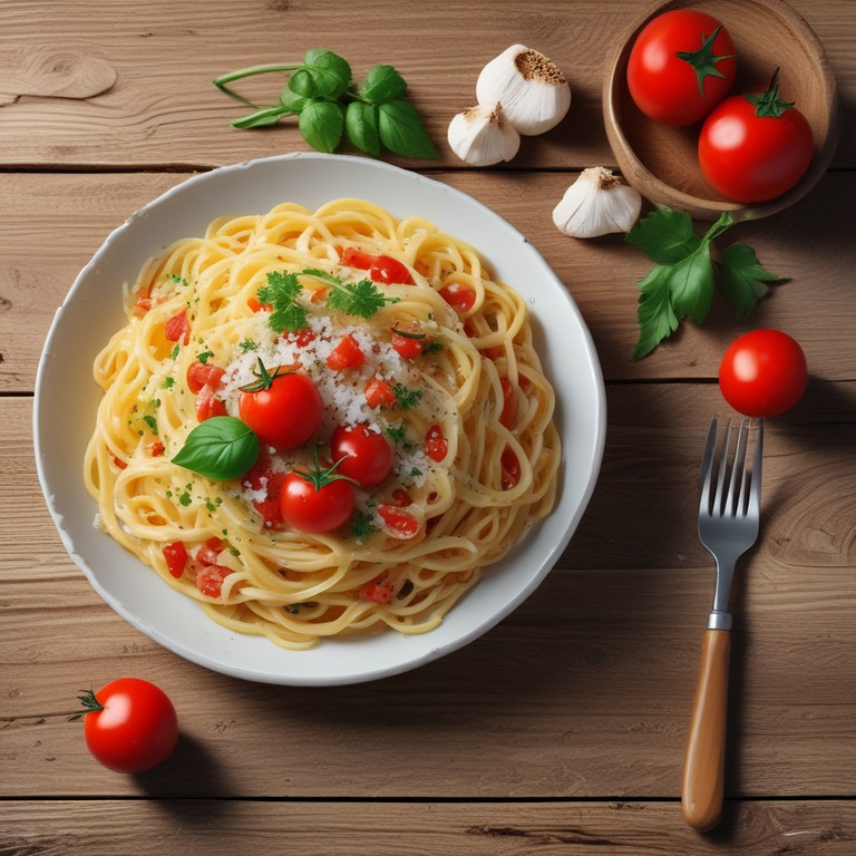 Espaguete Cremoso com Tomate Cereja e Alho
