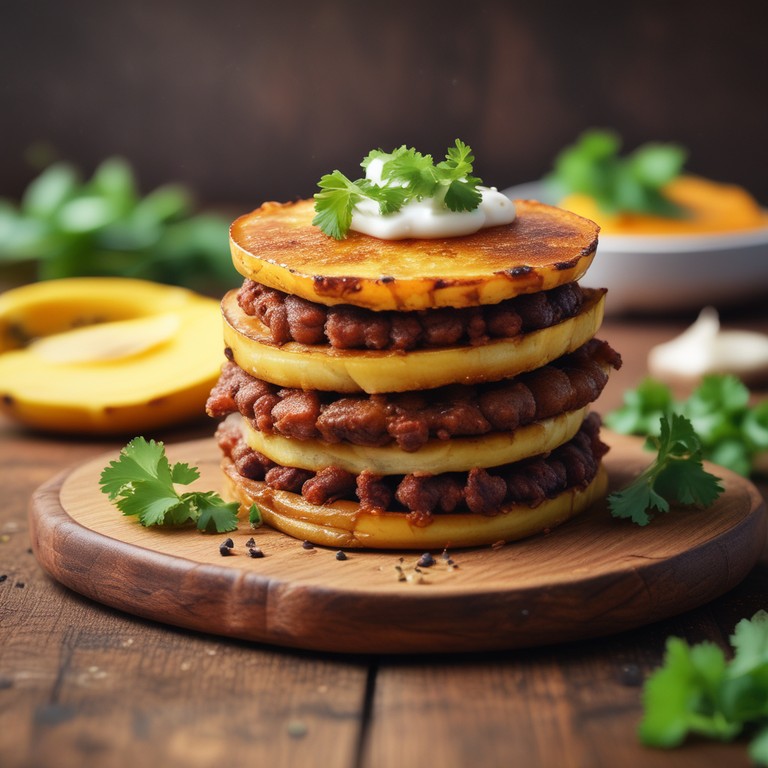 Savory Plantain and Hamburger Stack