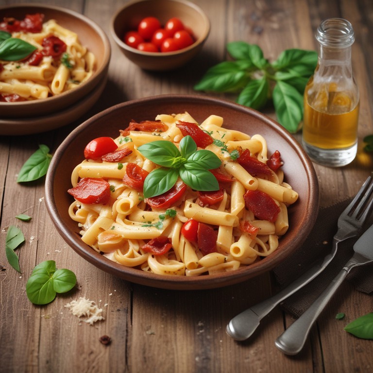 Creamy Bacon Pasta with Tomato Sauce