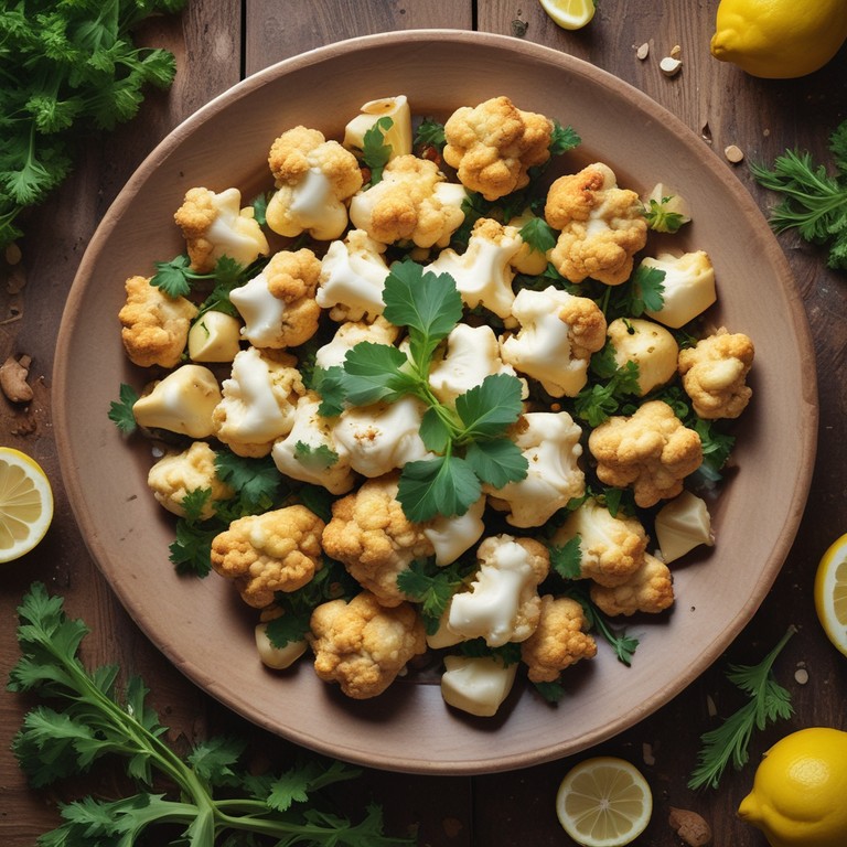 Gerösteter Blumenkohl mit Mandeln, Zitrone und Petersilie