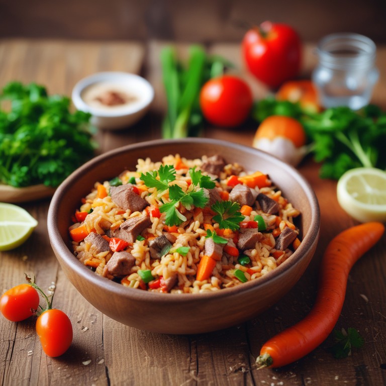 Arroz con Carne y Verduras