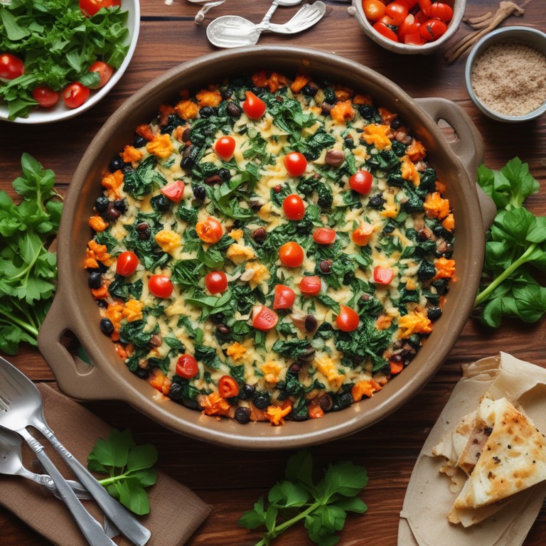 Cheesy Spinach and Black Bean Rice Casserole