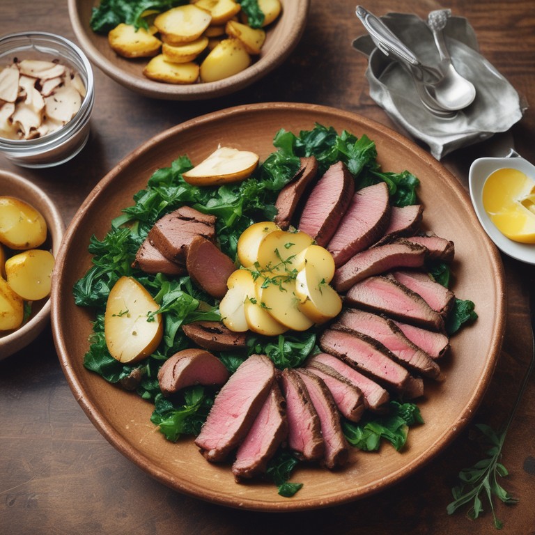 French Flank Steak with Creamy Mushroom Spinach and Red Wine Sauce