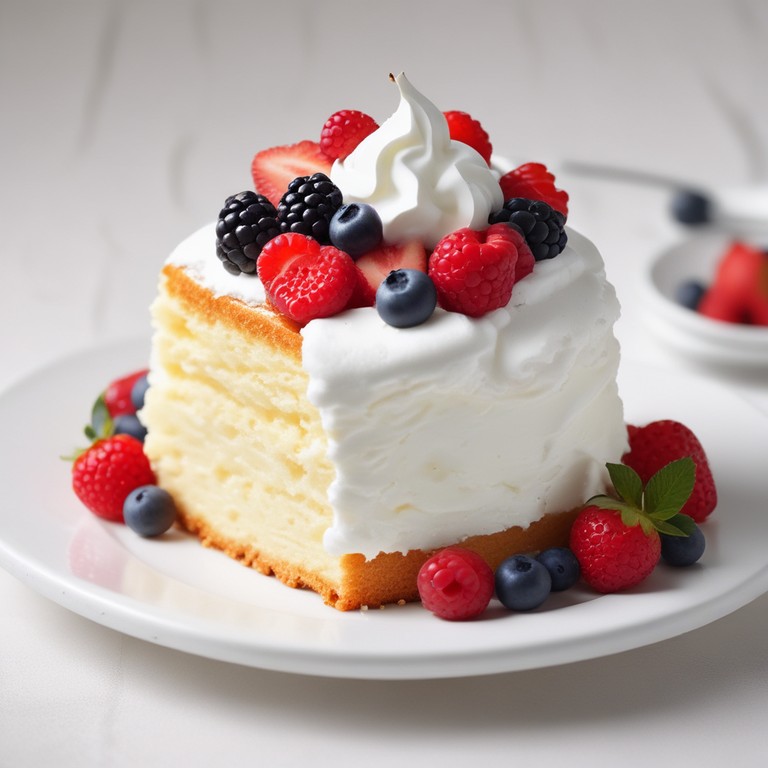 Heavenly Angel Food Cake with a Light Vanilla Whip