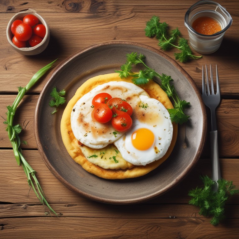 Arepas Rellenas de Huevo con Cebolla, Tomate y Papa
