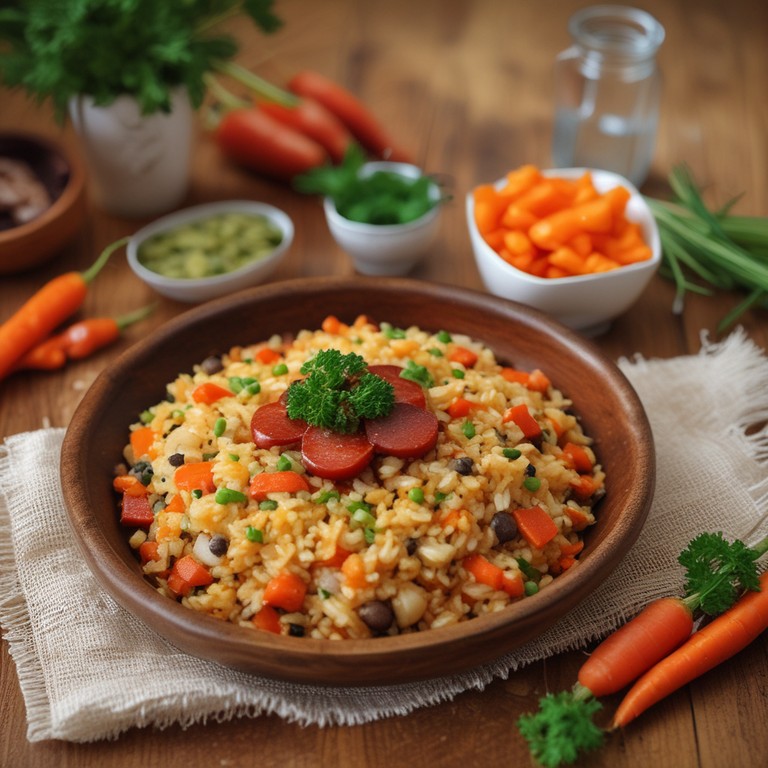 Arroz con Cinta de Lomo y Chorizo en Salsa de Trufa