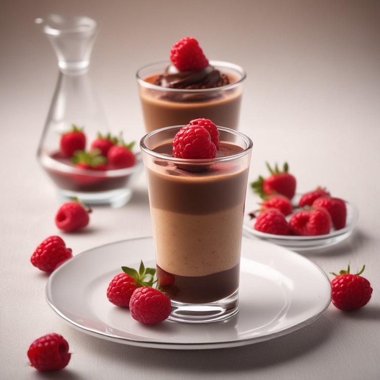 Luxus Schokoladenmousse mit Himbeersauce