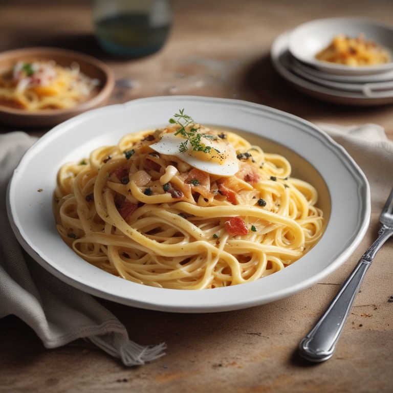 Pasta alla Carbonara mit Pecorino und Guanciale