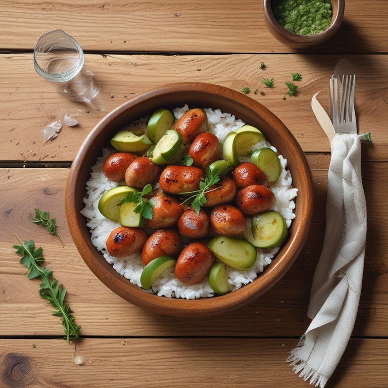 Saucisse Knacki aux Courgettes et Riz Parfumé