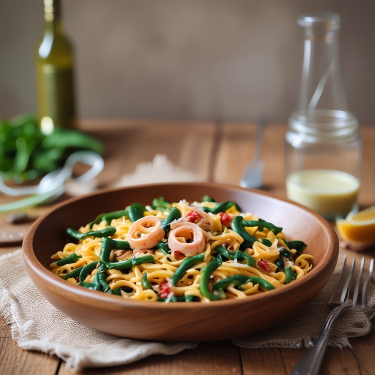 Pasta en Tornillo con Atún, Espinacas y Habichuelas