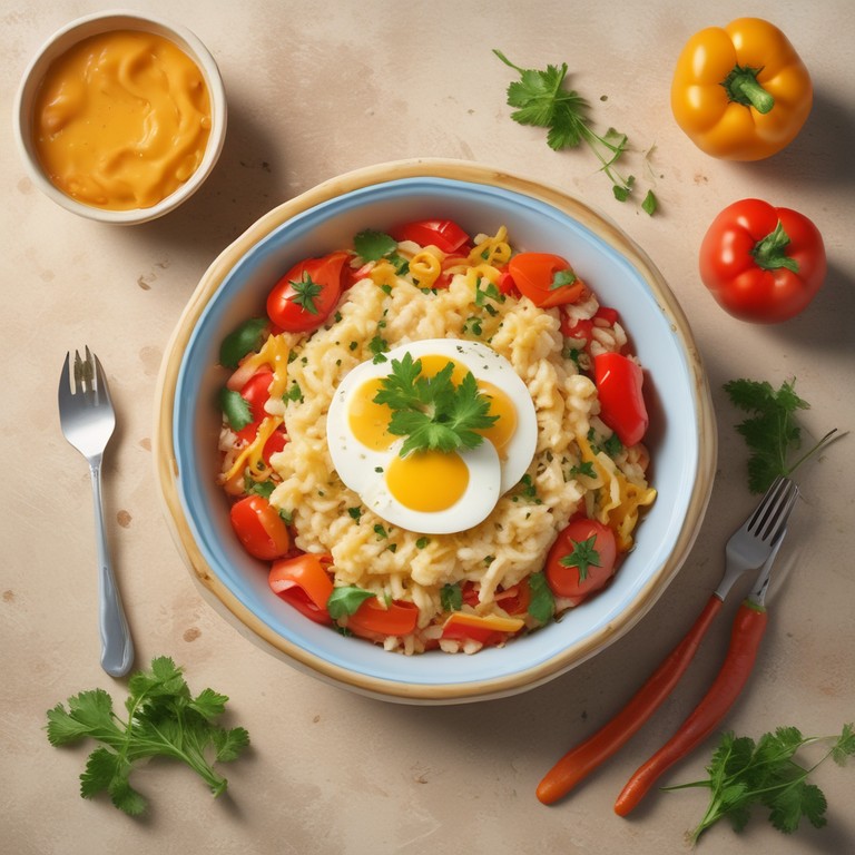 Arroz Colorido com Ovos e Queijo