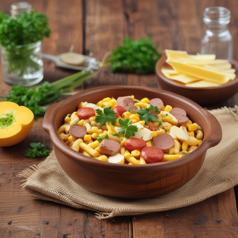 Macarrão Cremoso com Calabresa e Queijo