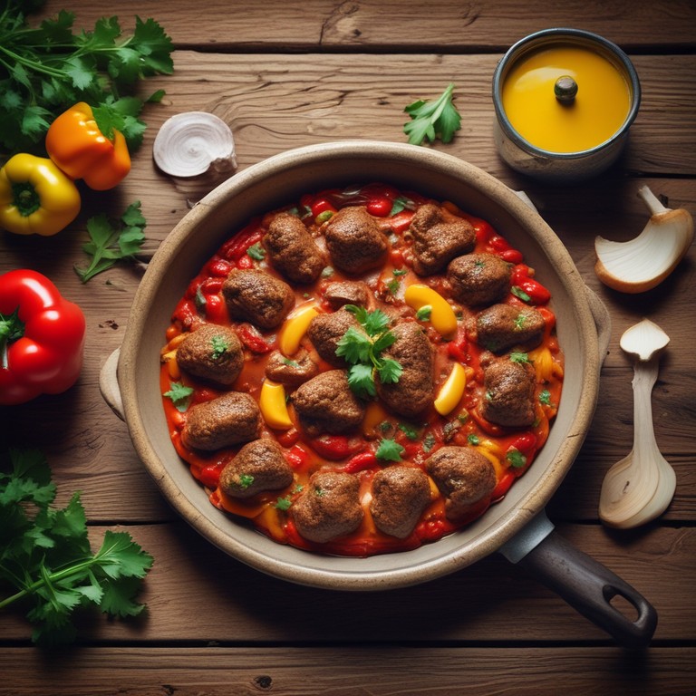 Paprikapfanne mit Hackfleisch und buntem Gemüse