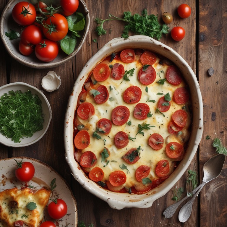 Gratinado de Batata, Tomate e Queijo