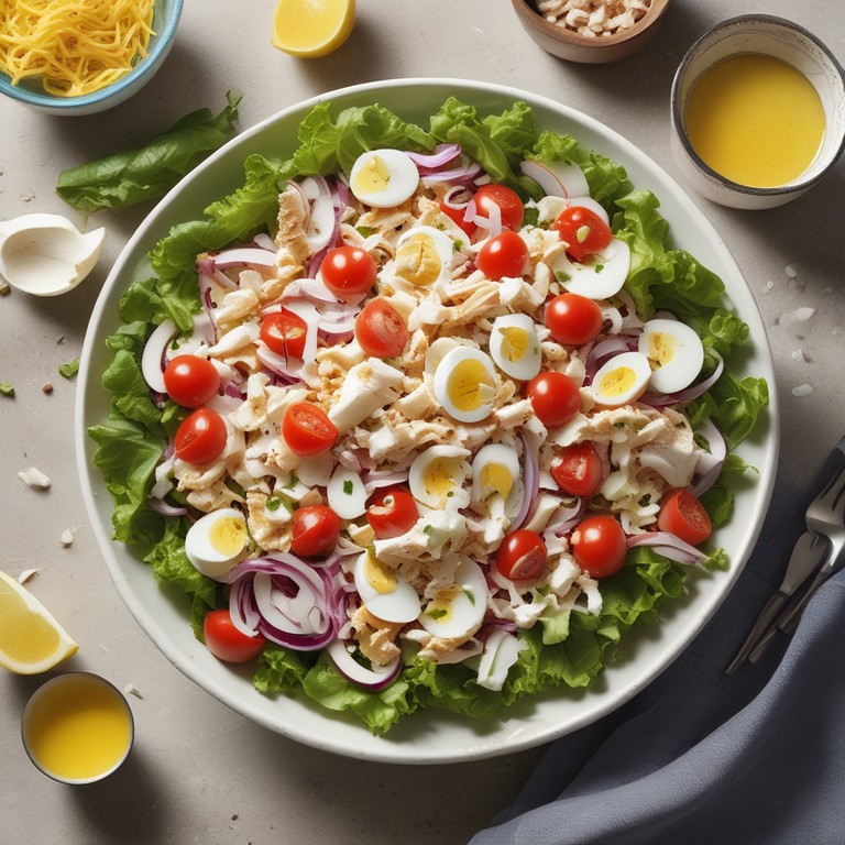 Ensalada de Pollo Fresca con Huevo y Queso
